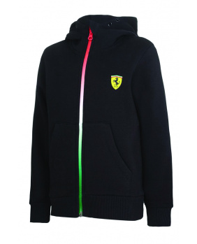 Sweat capuche zippé enfant Ferrari noir