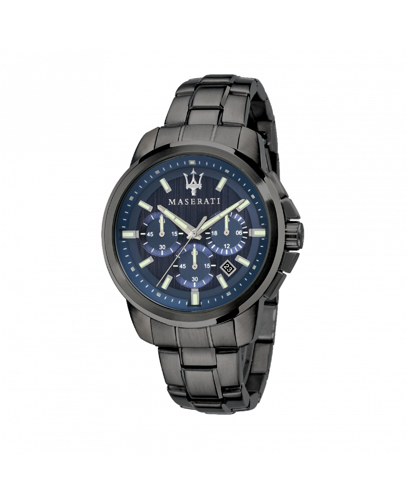 Montre aiguilles chrono Successo Maserati bleu 44 mm