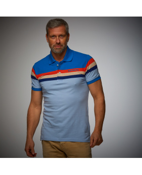 Polo Retro Stripe Gulf bleu ciel