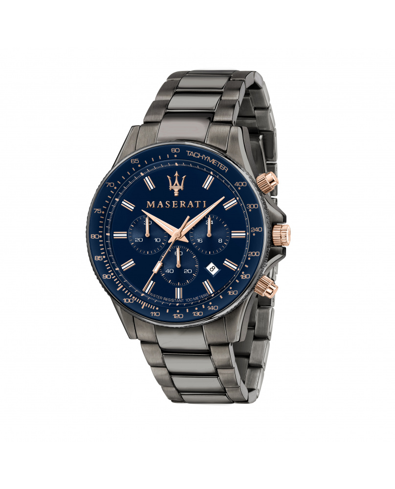 Montre aiguilles chrono Sfida Masérati bleu 44 mm