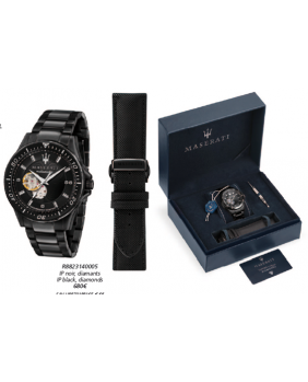 Coffret montre aiguilles auto Sfida Masérati noir 44 mm