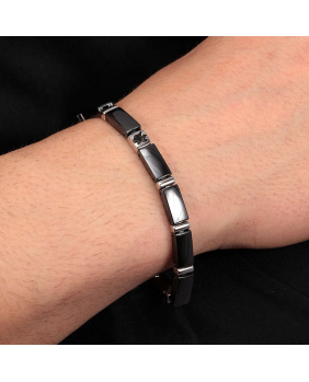 Bracelet acier céramique Maserati noir-argent