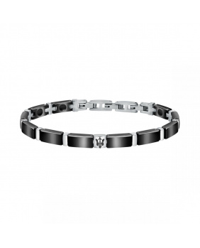 Bracelet acier céramique Maserati noir-argent