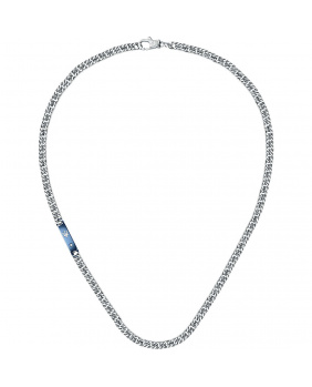 Collier acier diamant Maserati bleu-argent