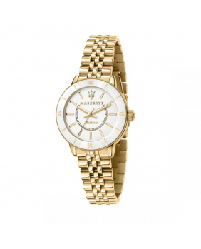 Montre aiguilles femme Solar Successo blanc-or 32mm