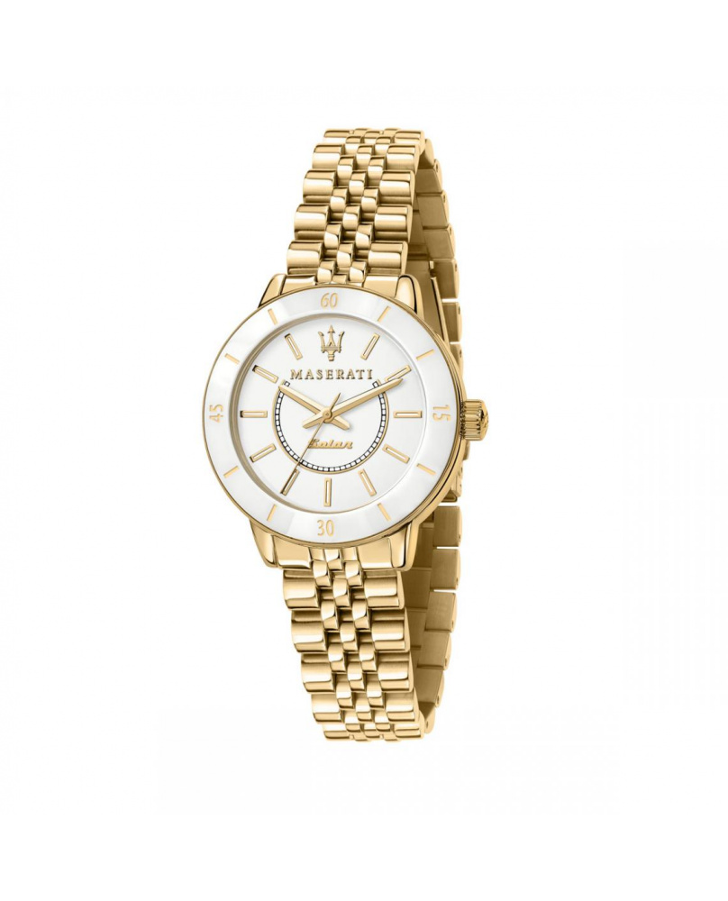 Montre aiguilles femme Solar Successo blanc-or 32mm