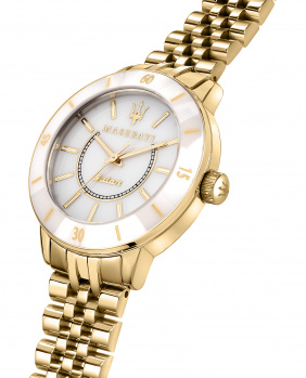 Montre aiguilles femme Solar Successo blanc-or 32mm