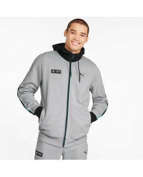 Sweat capuche zippé Mercedes gris