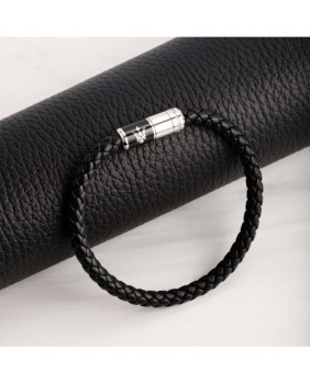 Bracelet cuir tresse Maserati noir