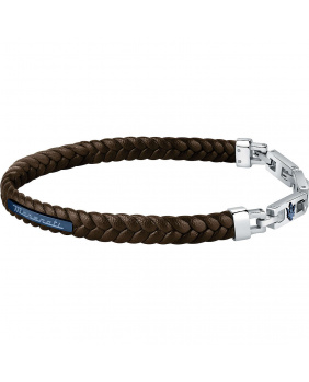 Bracelet cuir tressé Maserati marron