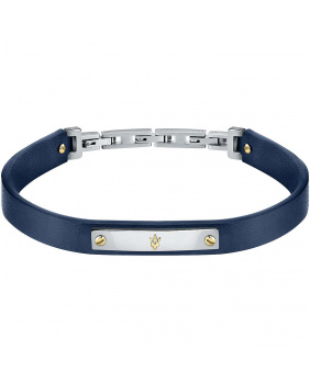 Bracelet cuir Maserati bleu-argent