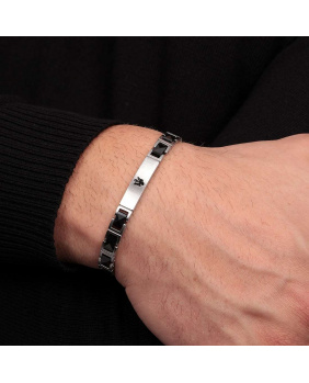 Bracelet ceramique Maserati argent-noir