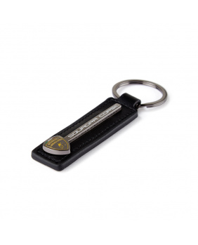 Porte-clés rectangulaire Lamborghini cuir noir