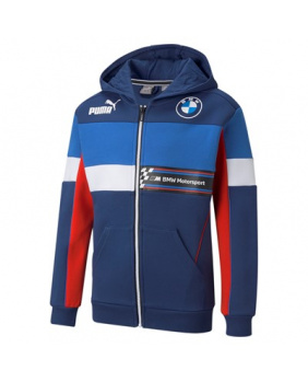 Veste capuche zippé enfant BMW bleu charron-rouge-blanc