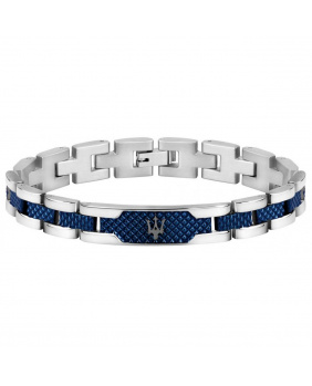 Bracelet acier Maserati argent-bleu
