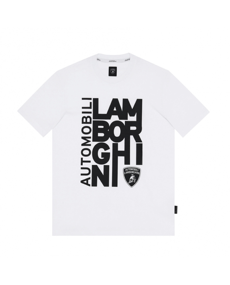 T-shirt logo déconstruit Lamborghini blanc