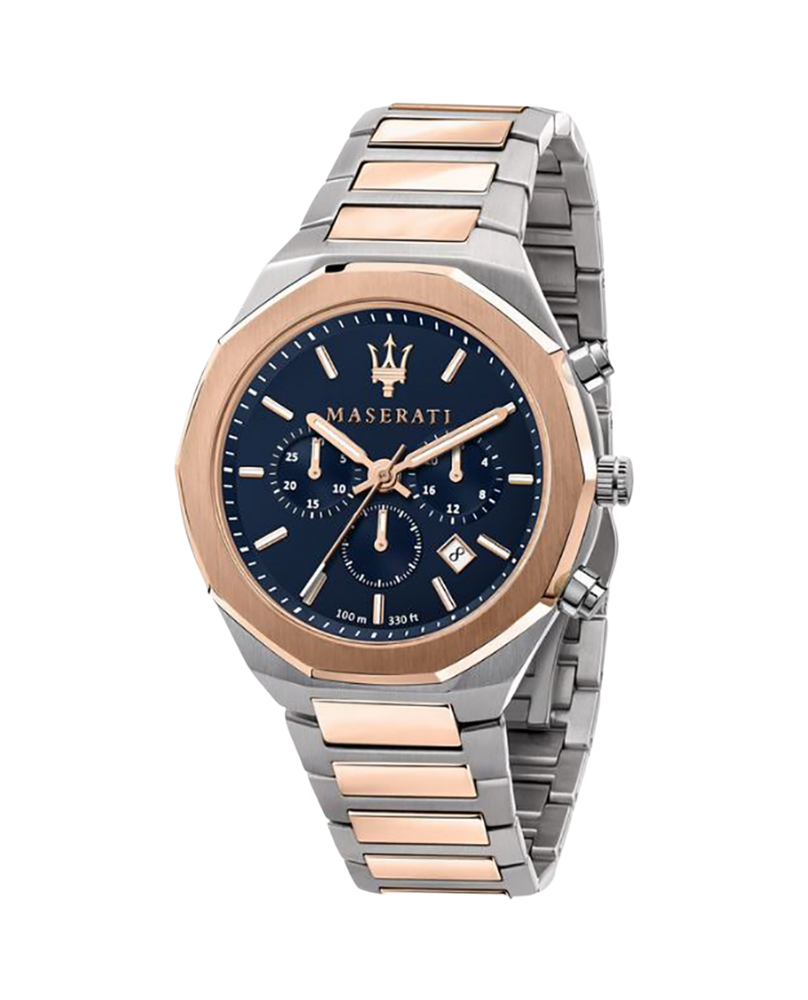 Montre aiguilles acier Stile Maserati grise-rose