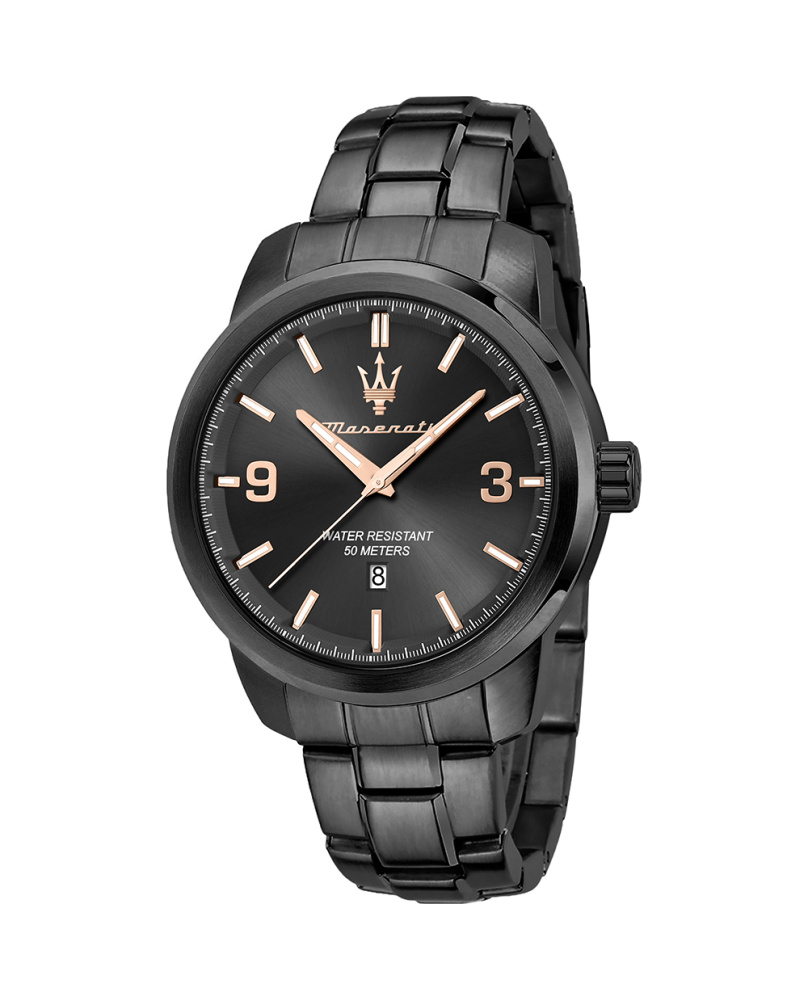 Montre acier Successo Maserati noir 44mm