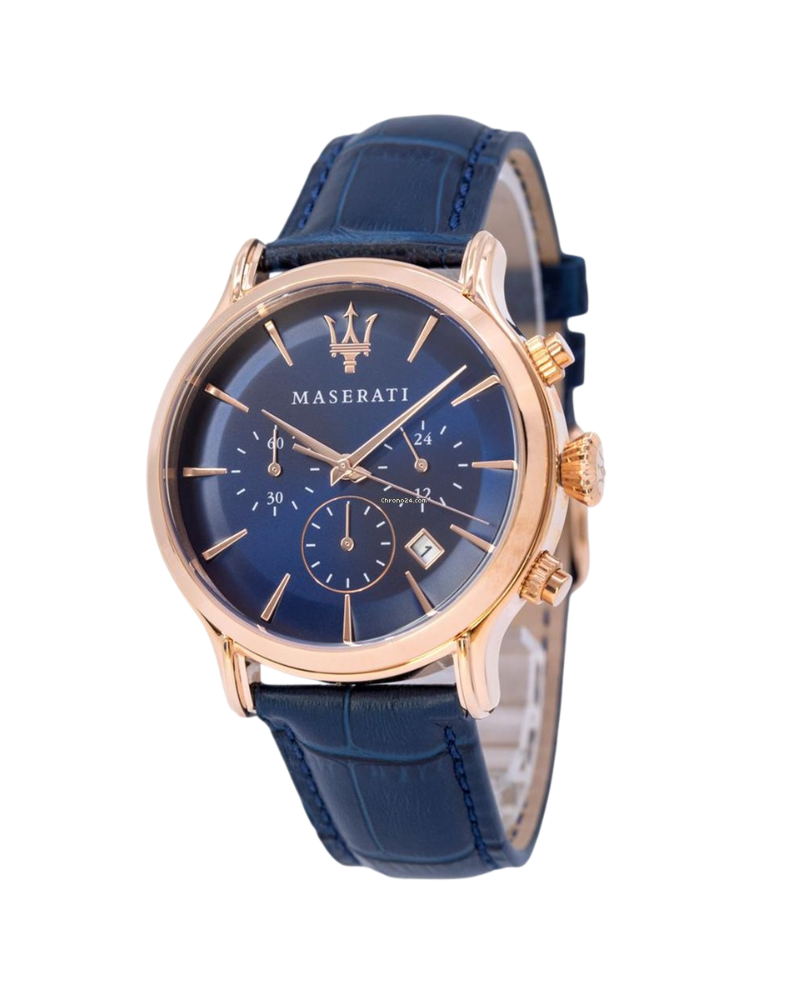 Montre aiguilles cuir Epoca Maserati bleu 42mm