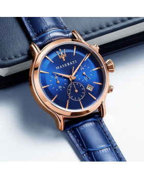 Montre aiguilles cuir Epoca Maserati bleu 42mm