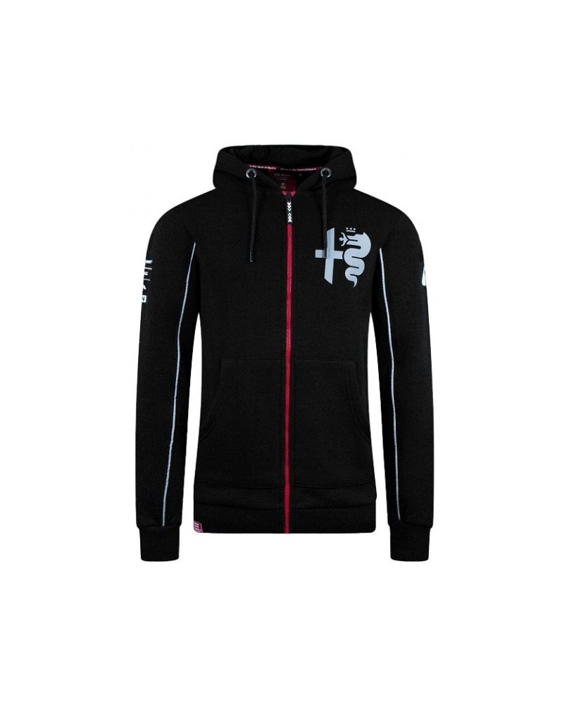 Sweat capuche zippé Alfa Roméo noir.rouge