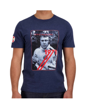 T-Shirt Carte Vintage Steve McQueen bleu foncé