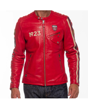 Blouson cuir 24 H LE MANS rouge