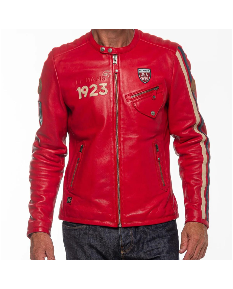 Blouson cuir 24 H LE MANS rouge