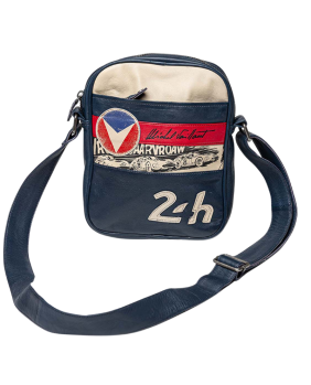 Sac bandoulière cuir 24H LE MANS bleu roi
