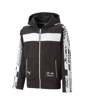 Sweat zippé capuche enfant BMW noir-blanc