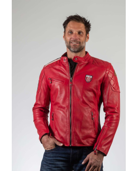 Blouson cuir 24 H LE MANS rouge