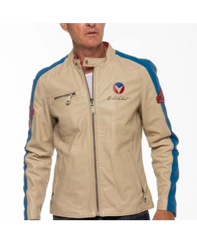 Blouson cuir 24h Le Mans Michel Vaillant Ecru