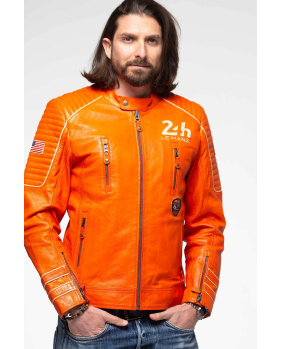 Blouson Cuir 24H Weldon Orange