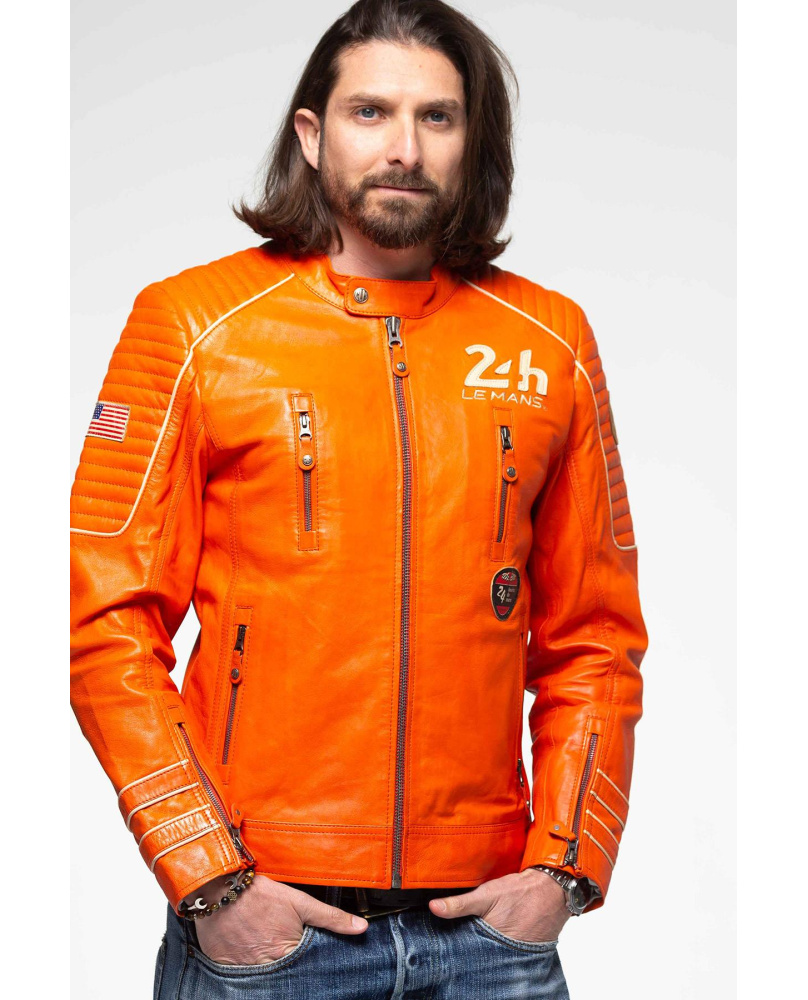 Blouson Cuir 24H Weldon Orange