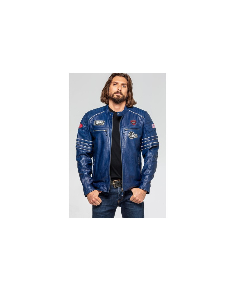 Blouson Cuir 24H Iron Royal Blue