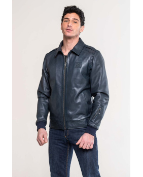 Blouson Cuir Jacky Ickx Marine