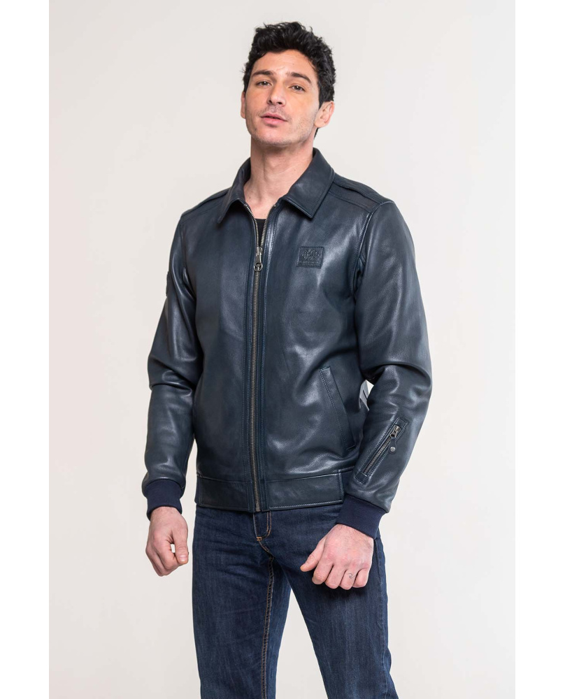 Blouson Cuir Jacky Ickx Marine