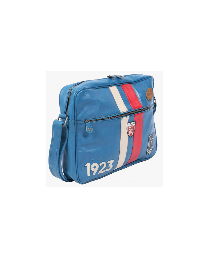 Sac bandoulière cuir 24H LE MANS bleu