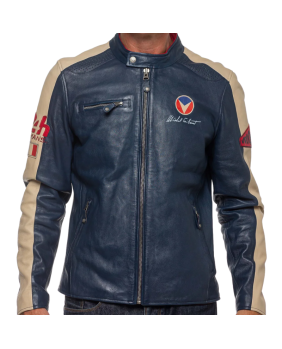 Blouson cuir 24h Le Mans Michel Vaillant Royal Blue