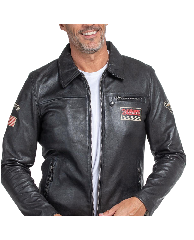 Blouson Cuir Lewis SMQ Noir