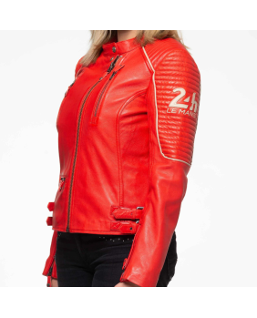 Blouson cuir Wild femme 24h bright red